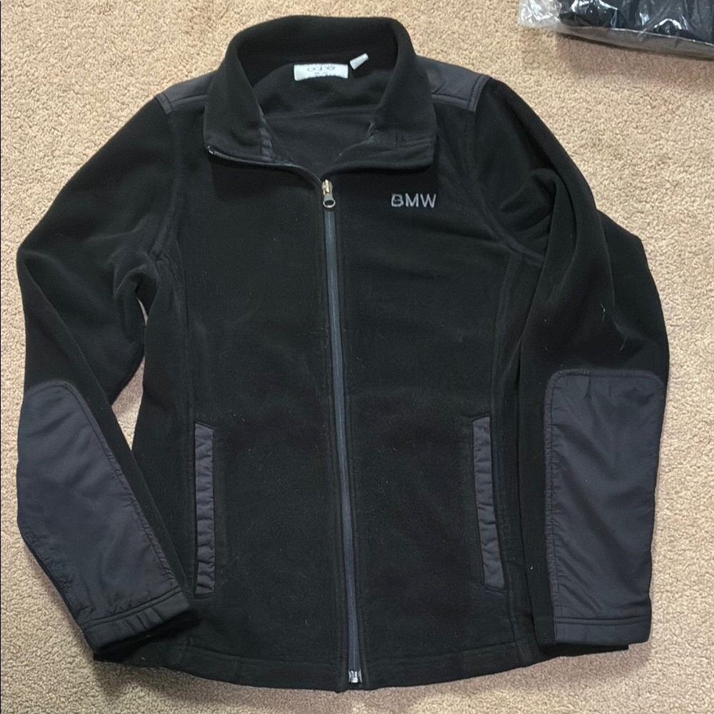 New in Original Packaging - BMW Black Fleece Zip Jacket with Elbow Panels